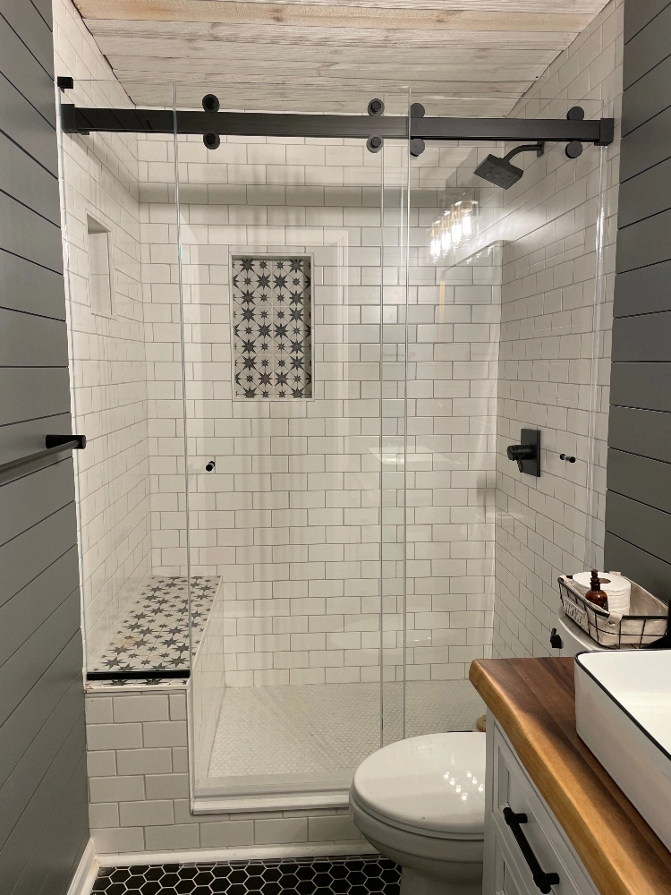 Frameless shower glass installation project 1